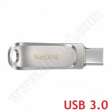 SanDisk, Ultra Dual Drive Luxe, 128GB, USB Type-C 3.0, Flash Drive, Silver SanDisk, Ultra Dual Drive Luxe, 128GB, USB Type-C 3.0, Flash Drive, Silver